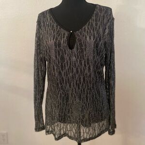 Energé Silver Black Pullover Blouse Size XL with camisole
